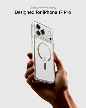 Spigen iPhone 17 Pro Ultra Hybrid MagFit case in Clear Gold - iPhone 17 Pro compatibility confirmation