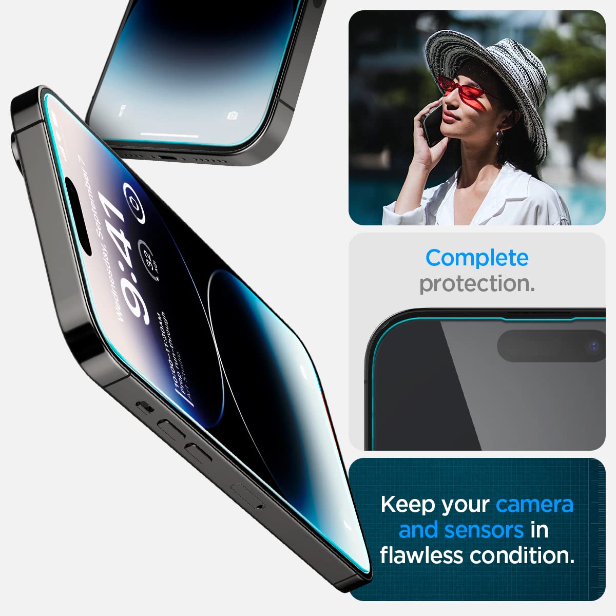 Spigen iPhone 14 Pro Screen Protector – GLAS.tR EZ Fit | Sensor Protected - edge, camera and sensor protection