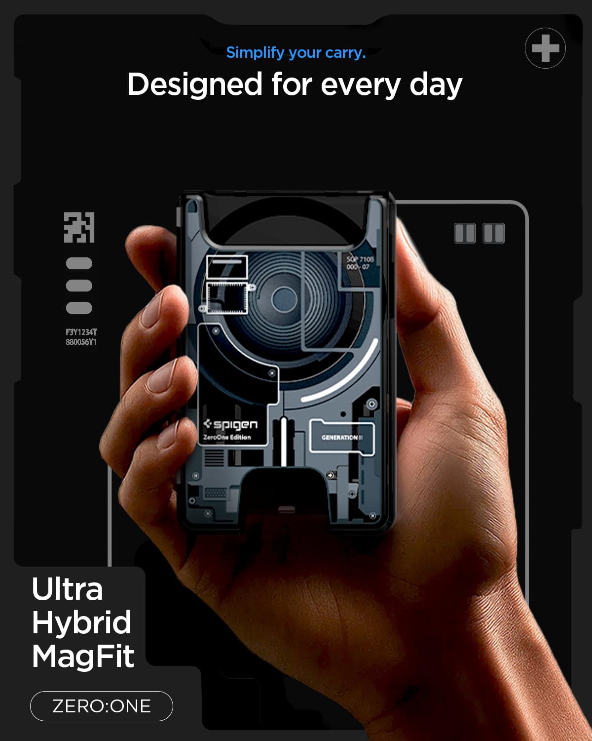 Zero One Black magnetic card holder attached to a compatible phone