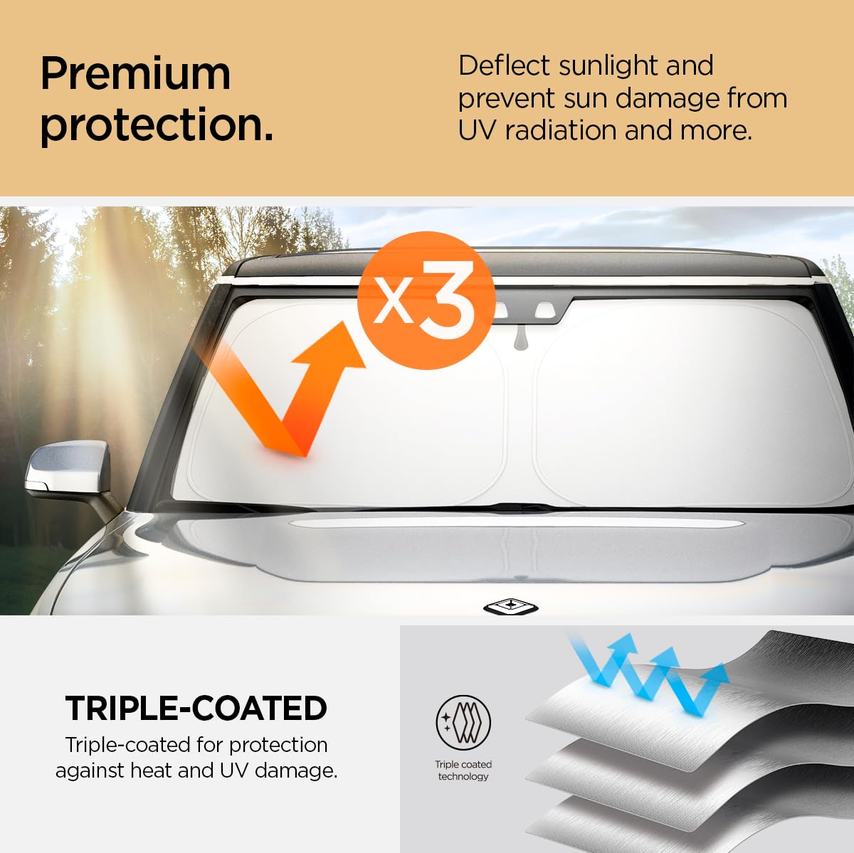 Spigen CryoShade Car Sunshade for Rivian R1T and R1S - Silver - image 5