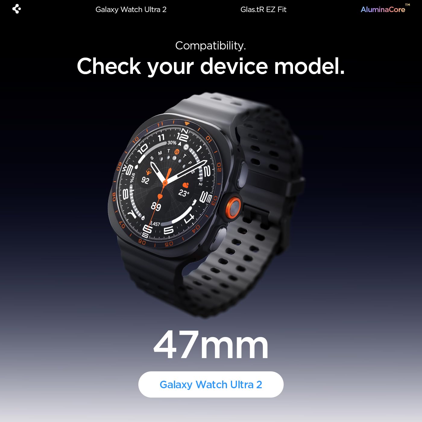 Spigen Galaxy Watch Ultra 2 47mm Screen Protector - GLAS.tR EZ Fit 2 Pack - Clear - image 2