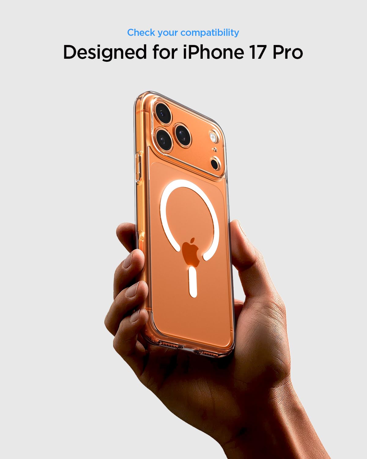 Spigen iPhone 17 Pro Ultra Hybrid MagFit case in Clear White - iPhone 17 Pro compatibility confirmation