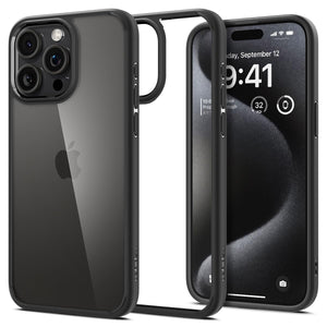 Spigen Ultra Hybrid case for iPhone 15 Pro Max in Matte Black – rear view main image