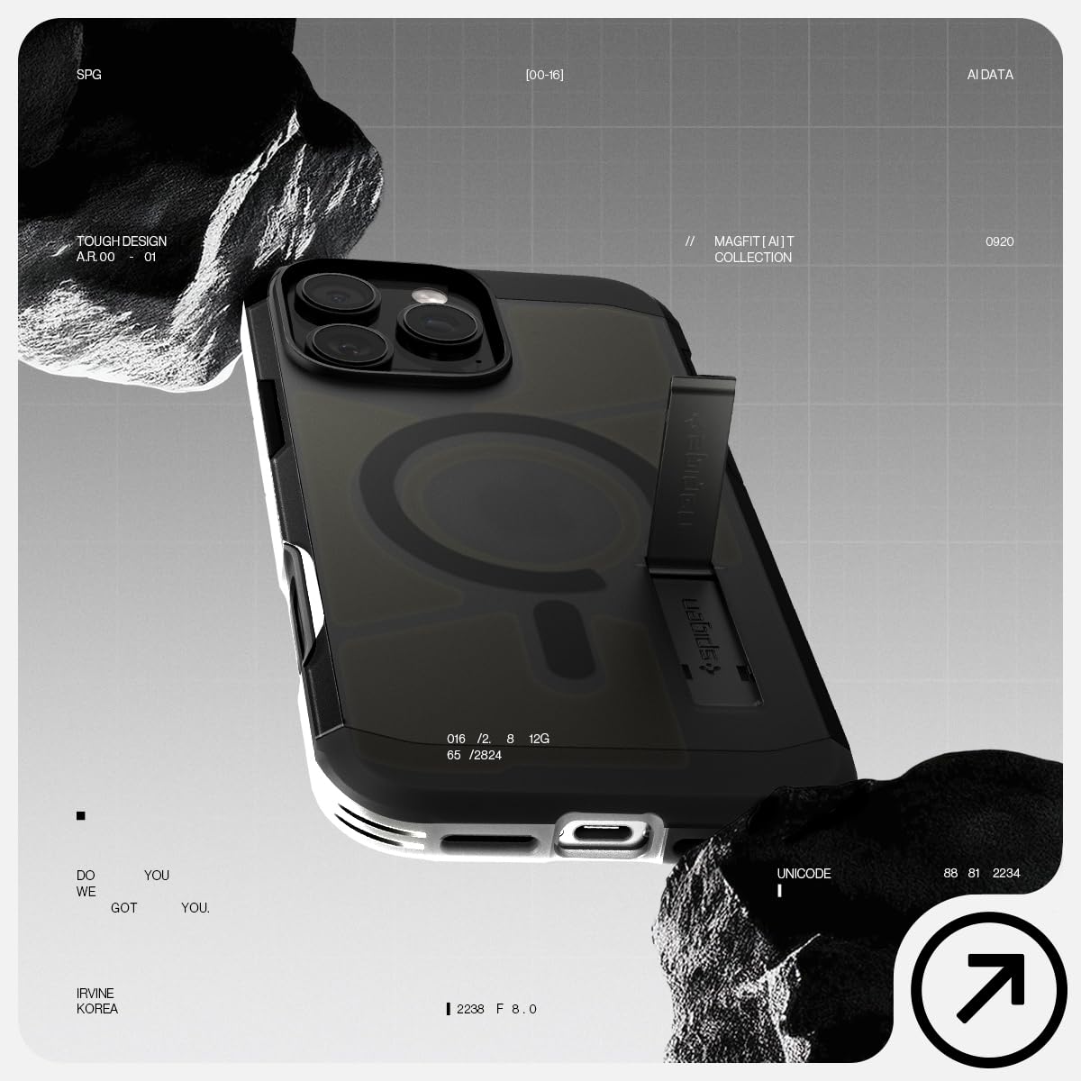 Spigen iPhone 16 Pro Max / 16 Pro Case – Tough Armor T (MagFit + Camera Button Control) - Frost Black