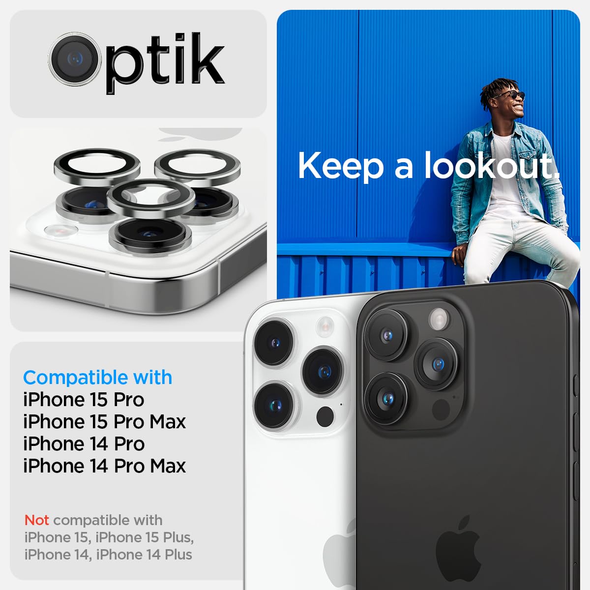 Spigen iPhone 17 Pro Max / 17 Pro Lens Protector – Optik Pro EZ Fit - Silver - AGL05599 - image 2