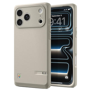 Spigen iPhone 17 Pro Max Classic LS MagFit case in Stone - front and back product view