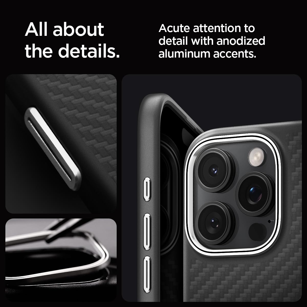 Spigen iPhone 16 Pro Max Case - Enzo Aramid MagFit - Black Silver - image 5