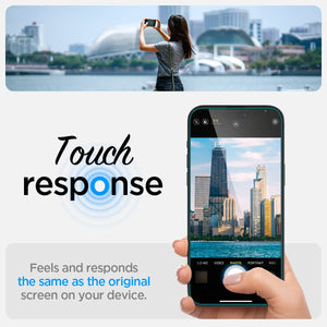 Spigen iPhone 14 Pro Screen Protector – GLAS.tR EZ Fit | Sensor Protected - touch-response demonstration