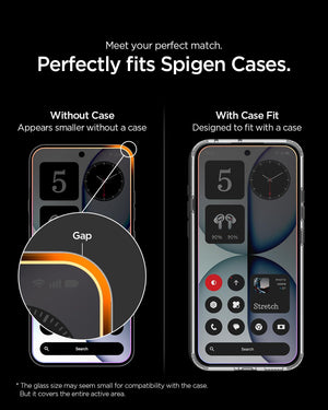 Spigen Nothing Phone 4a screen protector shown with a compatible case