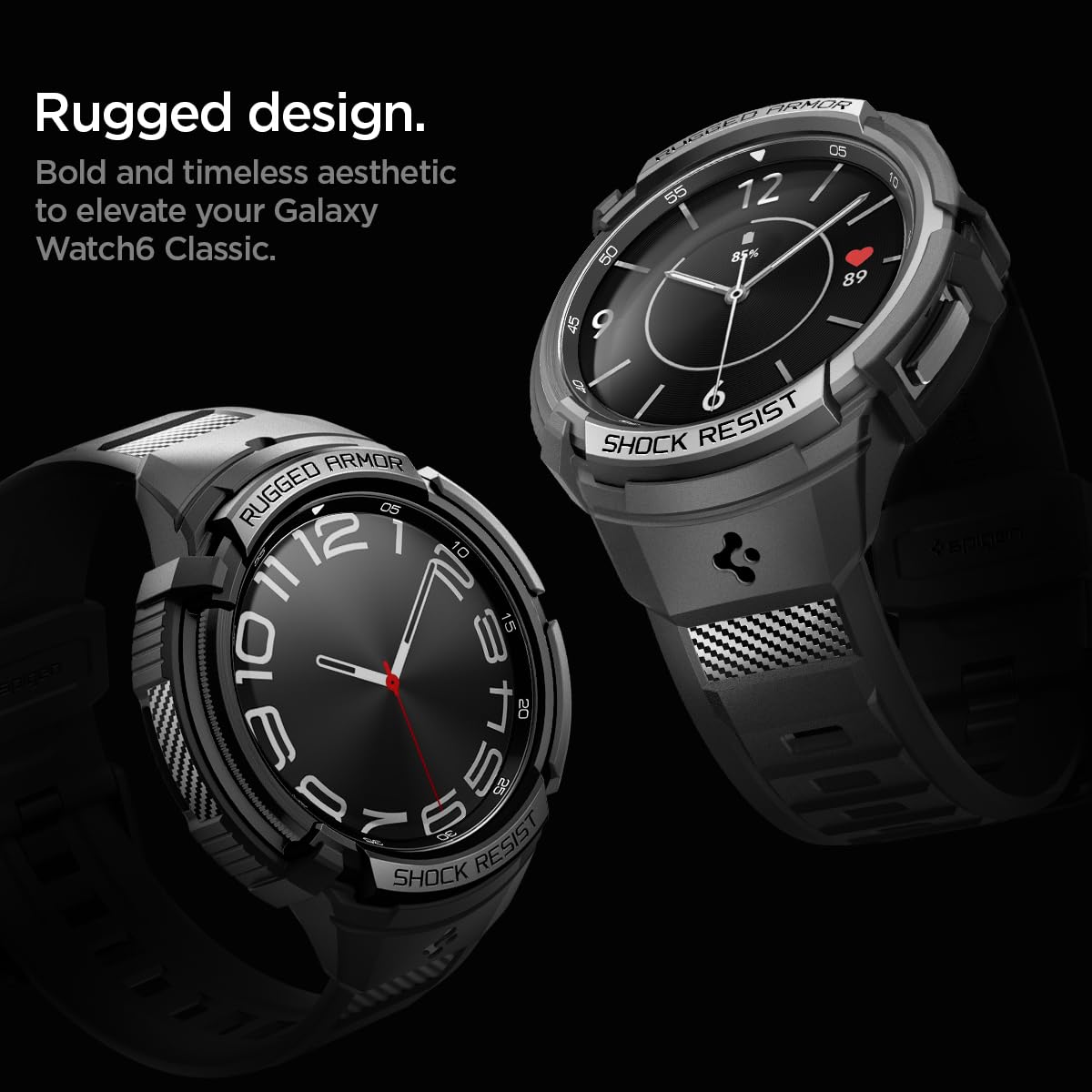 Spigen Galaxy Watch 6 Classic 47mm Case + Band - Rugged Armor Pro - Black - Black - image 3