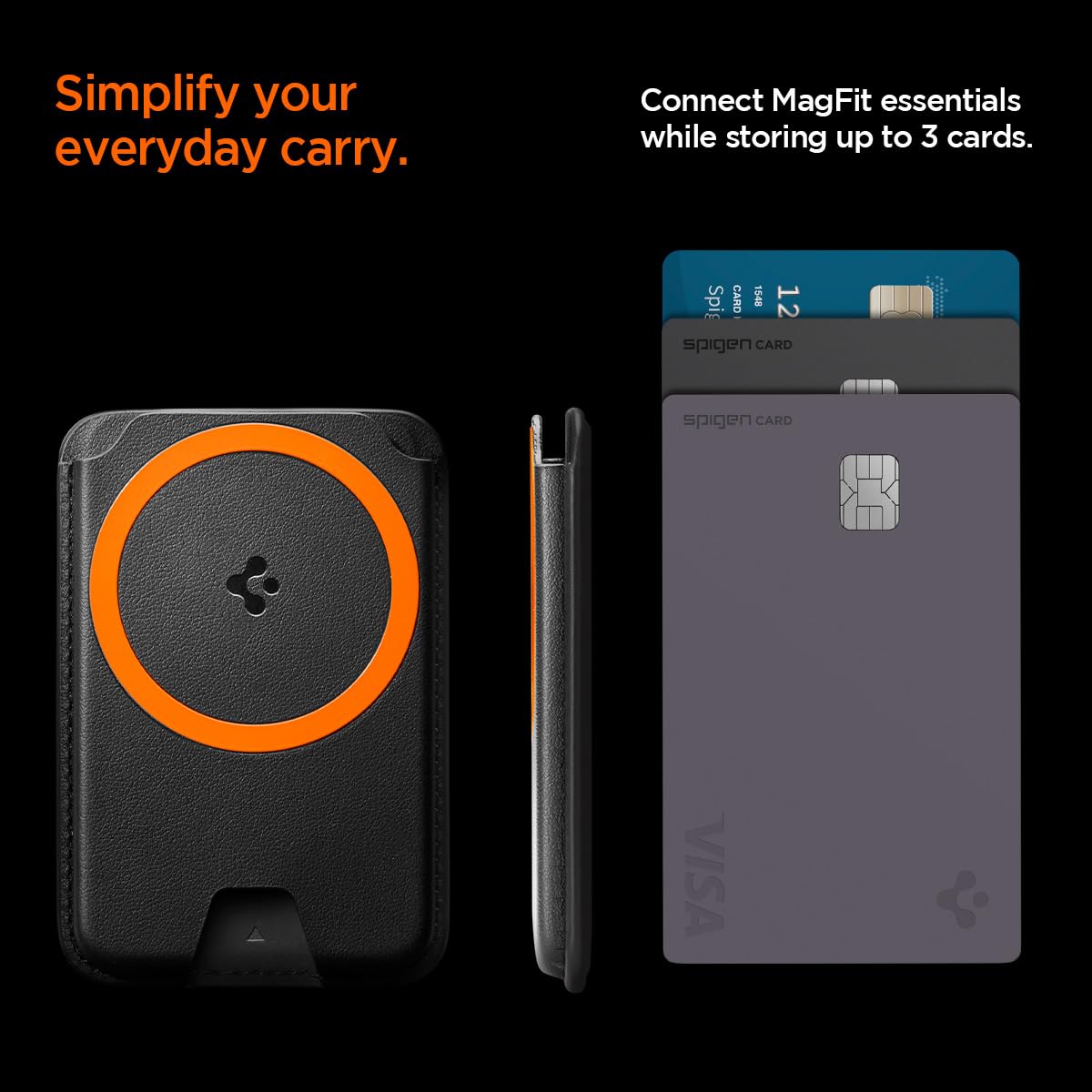 Spigen Valentinus MagFit+ 3-Card Wallet - Black - iPhone / Pixel MagSafe 3-Card - image 3