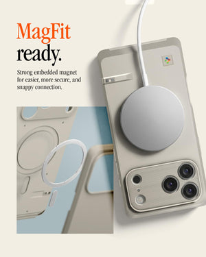 Spigen iPhone 17 Pro Max Classic LS MagFit case in Stone - MagFit compatibility