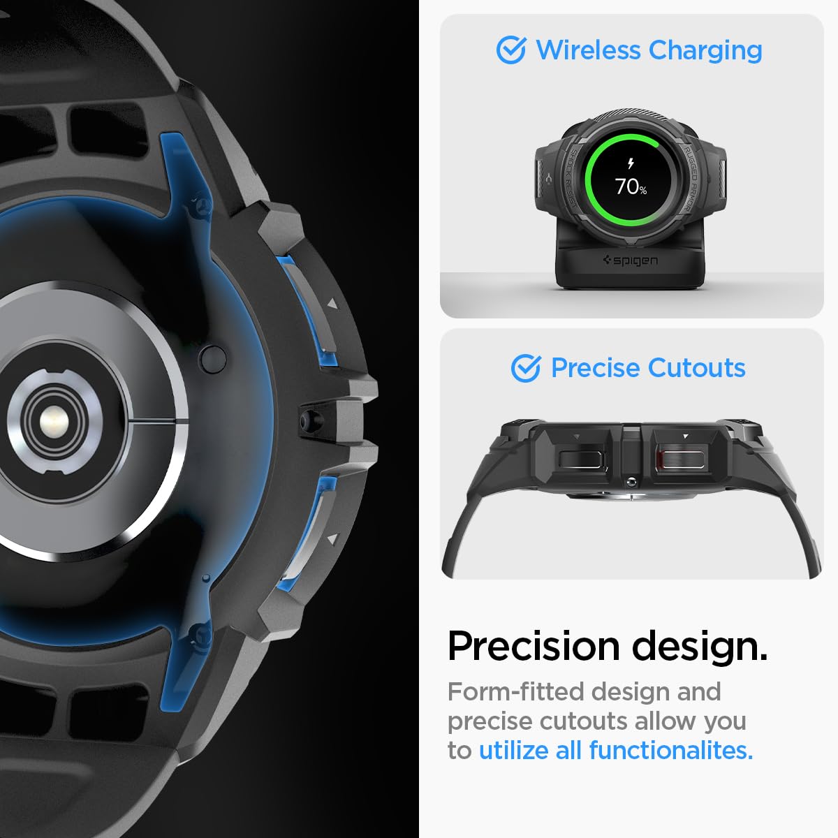 Spigen Galaxy Watch 6 Classic 43mm Case + Band - Rugged Armor Pro - Black - ACS06492 - image 7