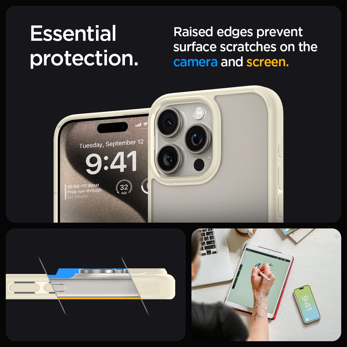 Spigen iPhone 15 Pro Case – Ultra Hybrid - Mute Beige - detail image 5