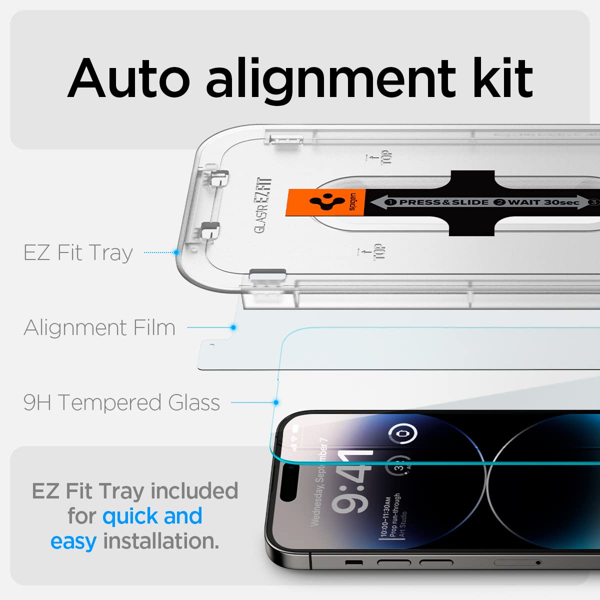 Spigen iPhone 14 Pro Screen Protector – GLAS.tR EZ Fit | Sensor Protected - Amazon US image 2