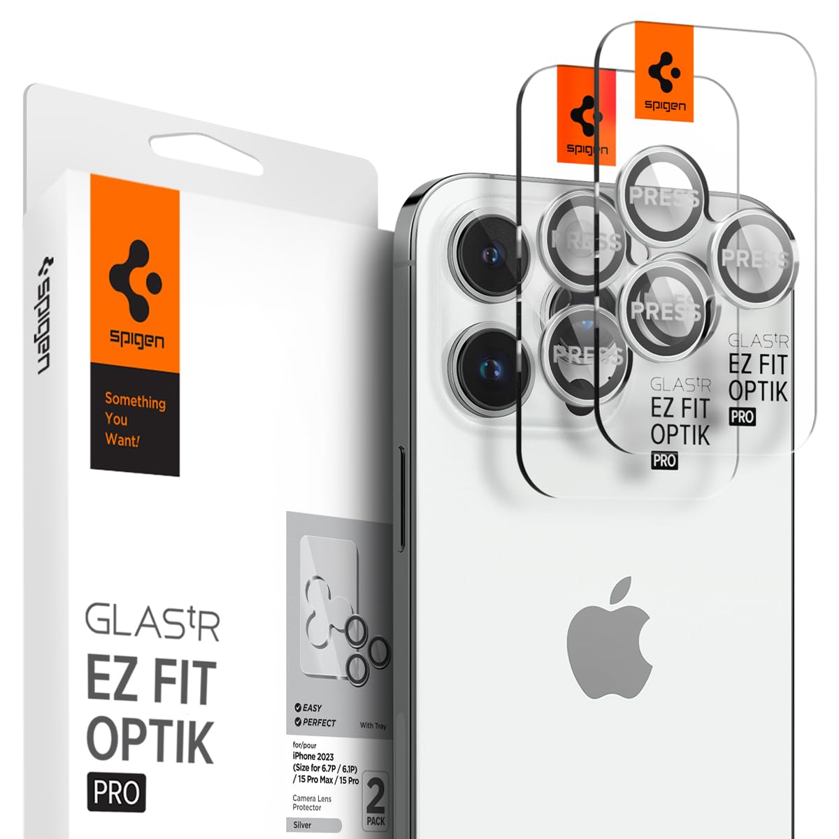 Spigen iPhone 17 Pro Max / 17 Pro Lens Protector – Optik Pro EZ Fit - Silver - AGL05599 - image 1