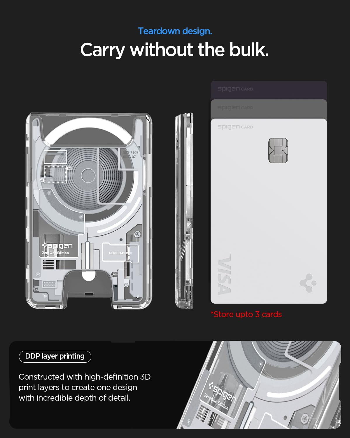 Zero One White card holder with three-card capacity