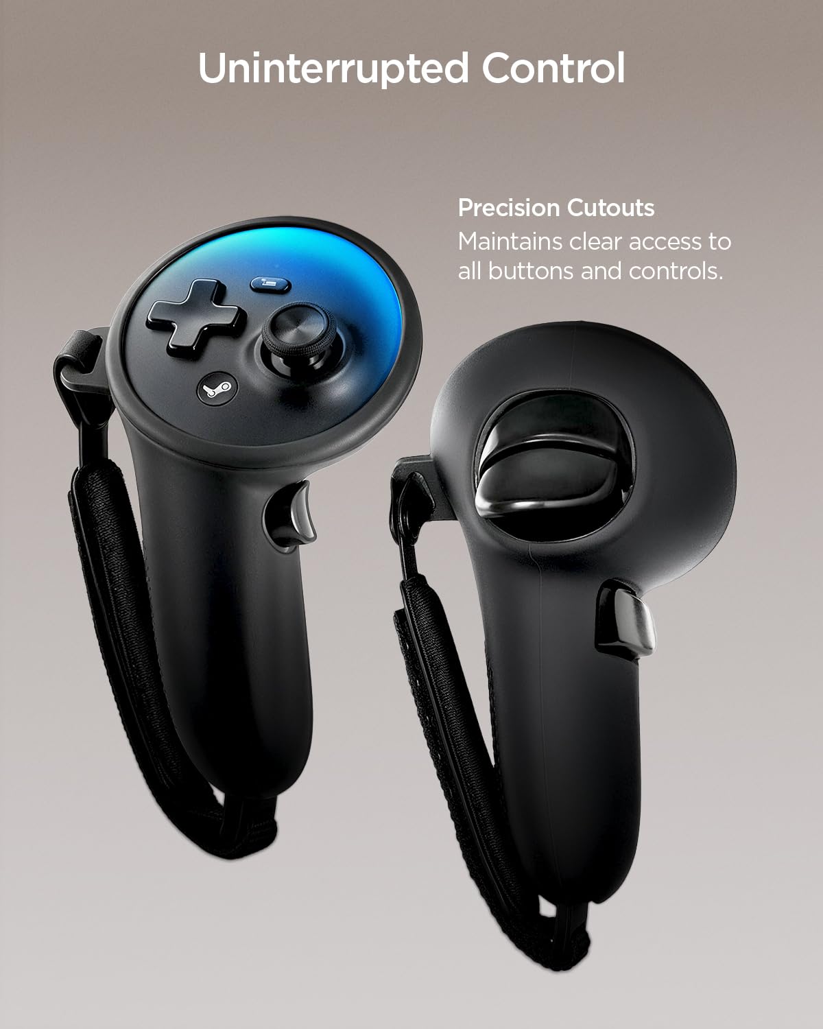 Spigen Steam Frame VR Controller Grips – Silicone Fit — Black, access to buttons, triggers and sensor areas
