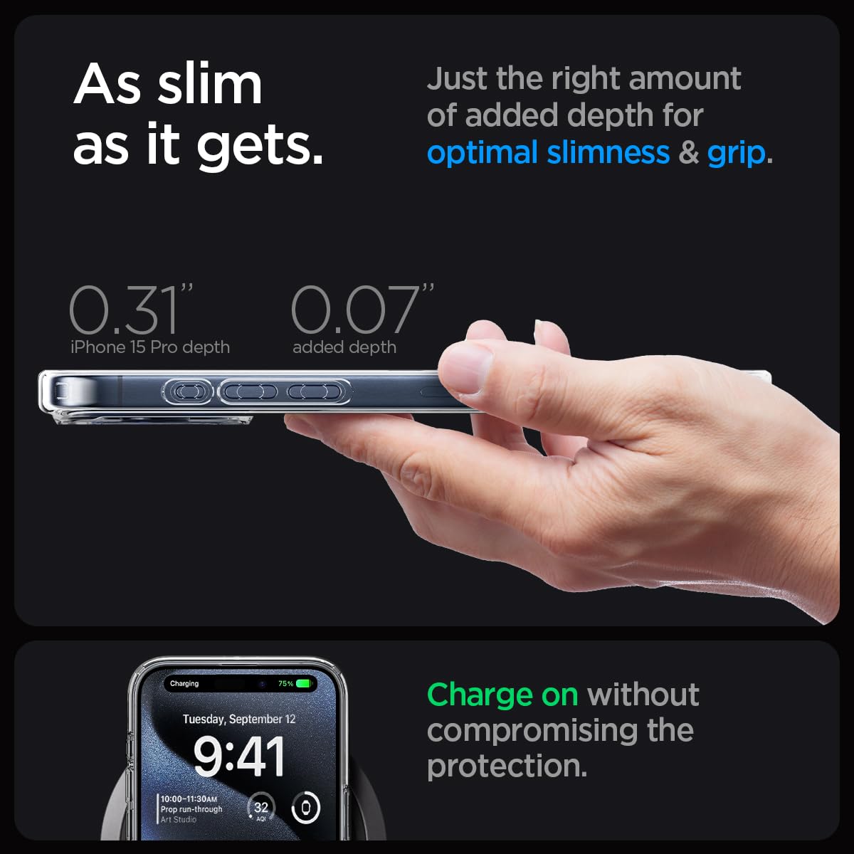 Spigen Ultra Hybrid (MagFit) case for iPhone 15 Pro in Frost Clear – detail image 5