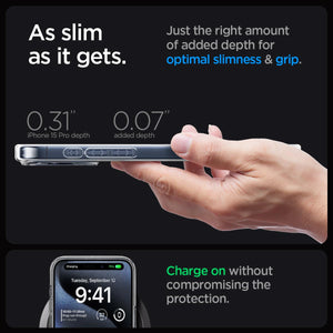 Spigen Ultra Hybrid (MagFit) case for iPhone 15 Pro in Frost Clear – detail image 5