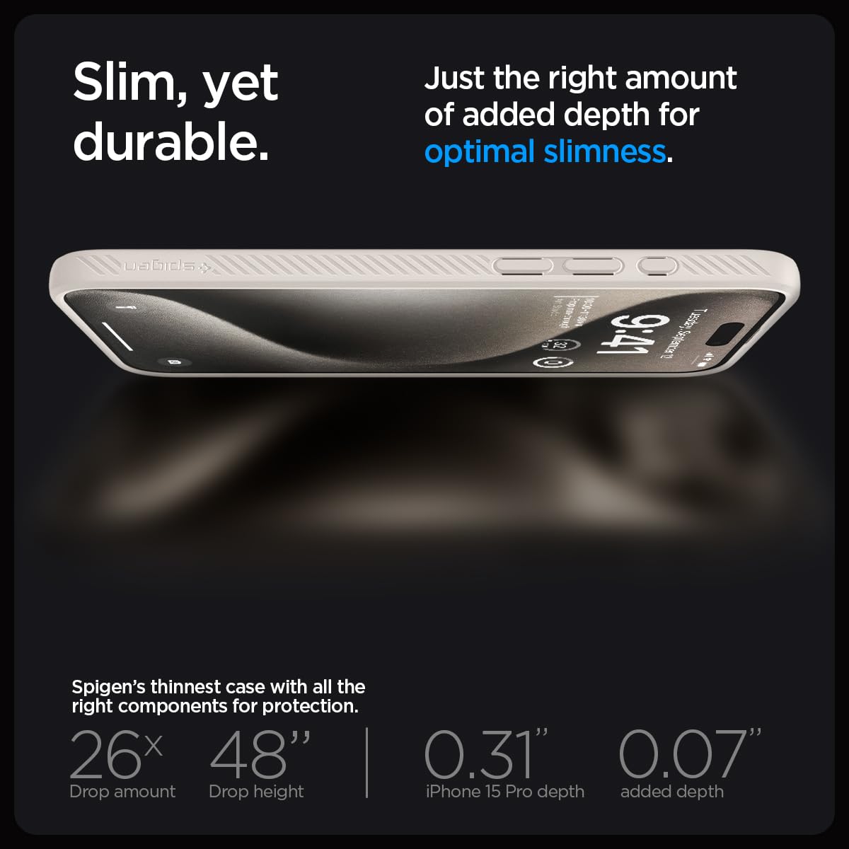 Spigen Liquid Air case for iPhone 15 Pro in Natural Titanium – alternate detail 5