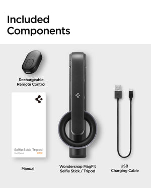 Spigen S570W 24.4-inch MagFit selfie stick tripod - package contents