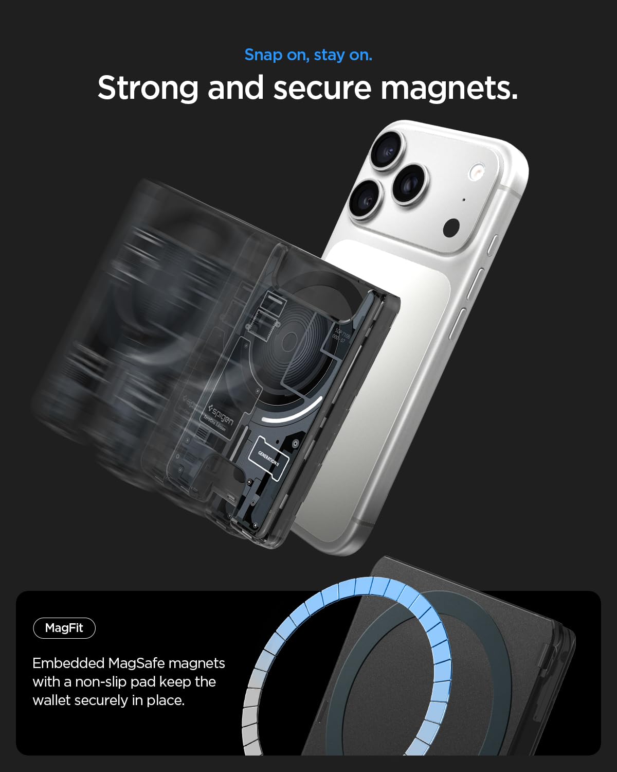 Zero One Black MagFit wallet magnet and grip details