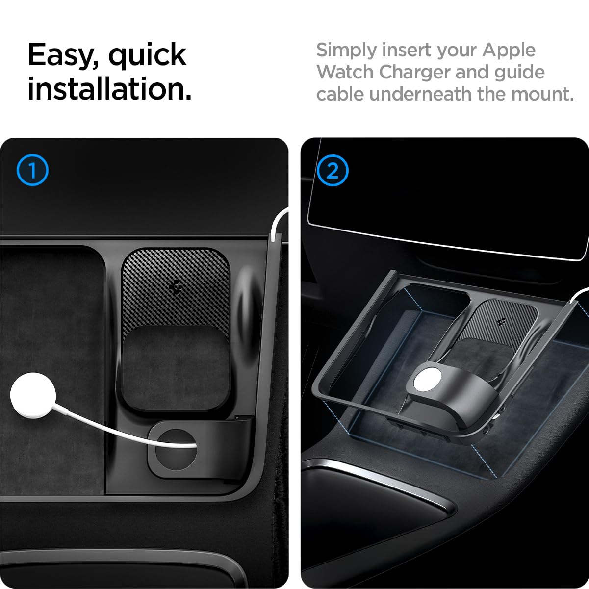 Spigen Tesla Model Y/3 3-in-1 Wireless Charging Hub Mount Black view 3
