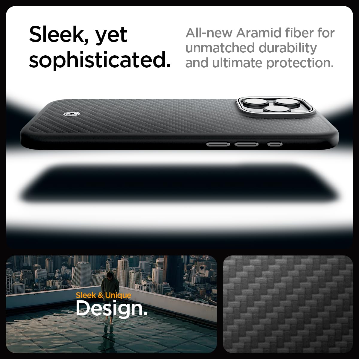 Spigen iPhone 16 Pro Max Case - Enzo Aramid MagFit - Black Silver - image 4