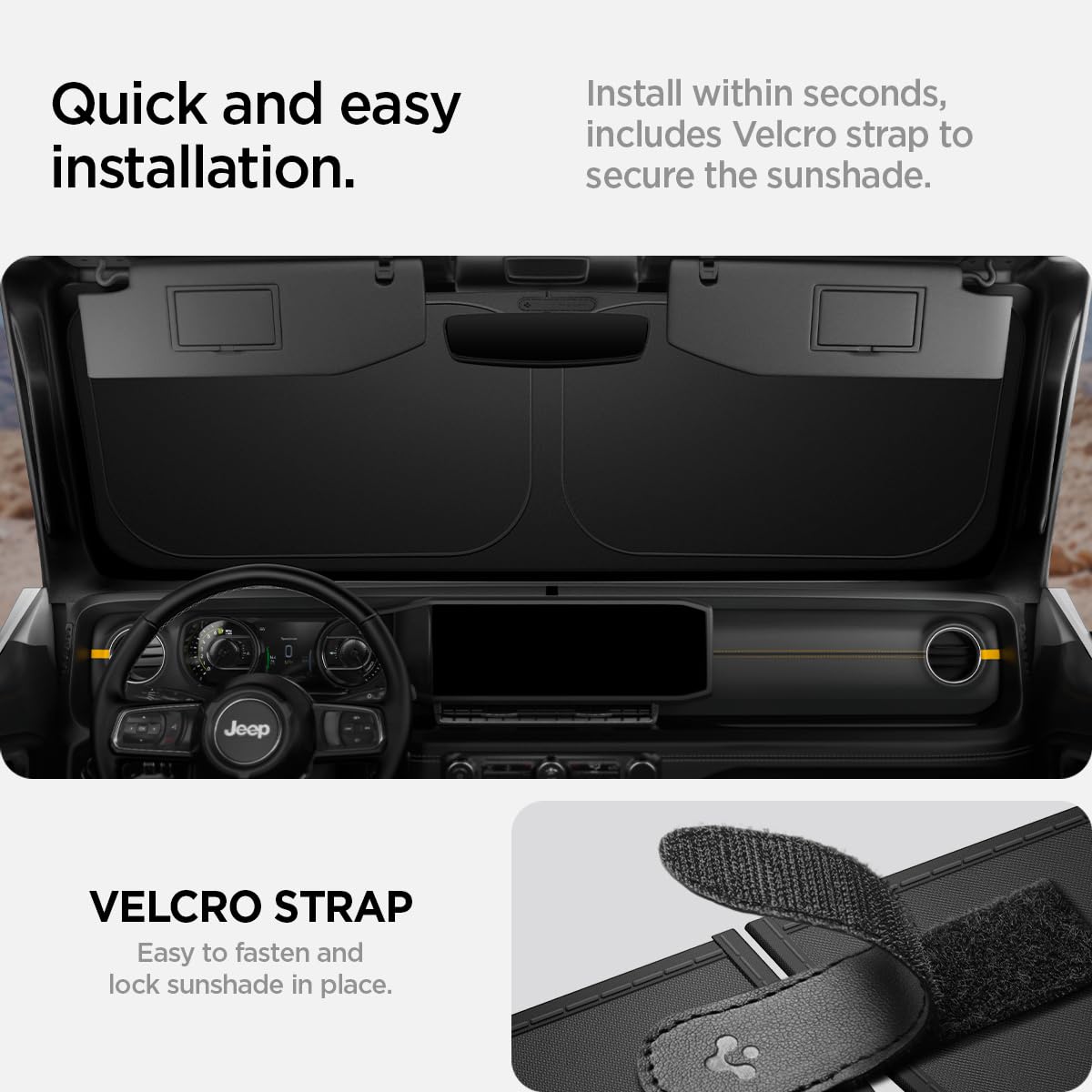Spigen CryoShade Car Sunshade for Jeep Wrangler JL and Gladiator - Silver - image 3