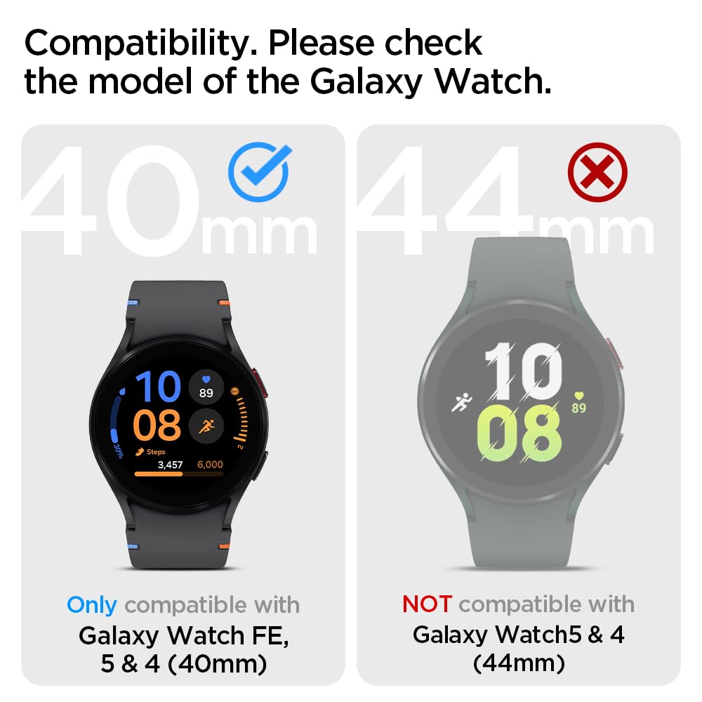 Spigen Galaxy Watch FE / 5 / 4 40mm Screen Protector - Glas.tR EZ Fit (2 Pack) - Clear - AGL03428 - image 2