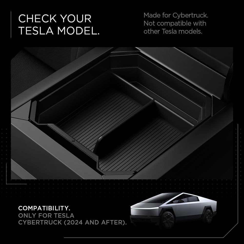 Spigen Cybertruck console tray with silicone padded storage sections