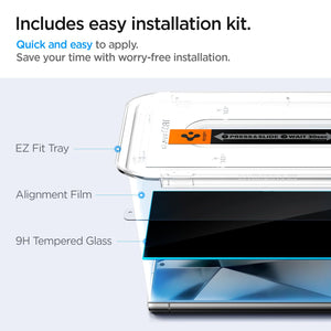 Spigen Galaxy S24 Ultra Privacy Screen Protector - Glas.tR EZ Fit (2 Pack) - Privacy - AGL07625 - image 3