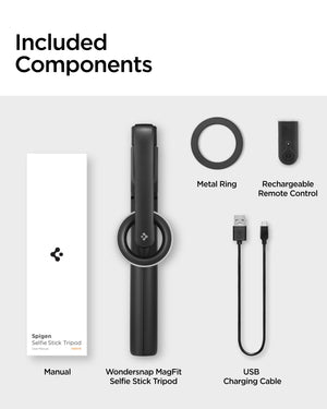 Spigen S580W 47.24-inch MagFit selfie stick tripod - package contents