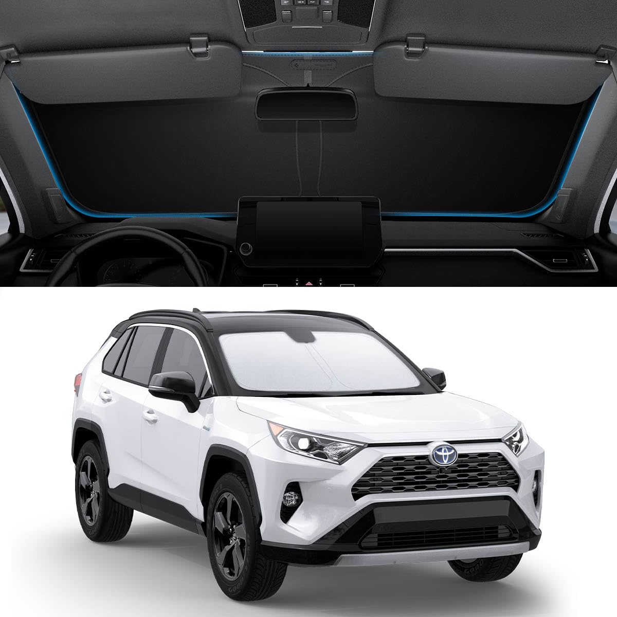 Spigen CryoShade Car Sunshade for Toyota RAV4 and RAV4 Prime - Silver - image 1