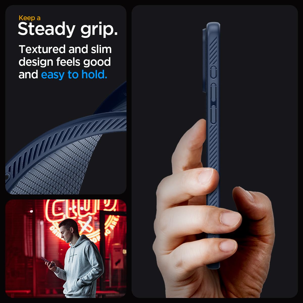 Spigen Liquid Air case for iPhone 15 Pro in Navy Blue – alternate detail 3