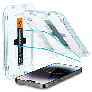 Spigen iPhone 14 Pro Screen Protector – GLAS.tR EZ Fit | Sensor Protected - EZ Fit tray above the display