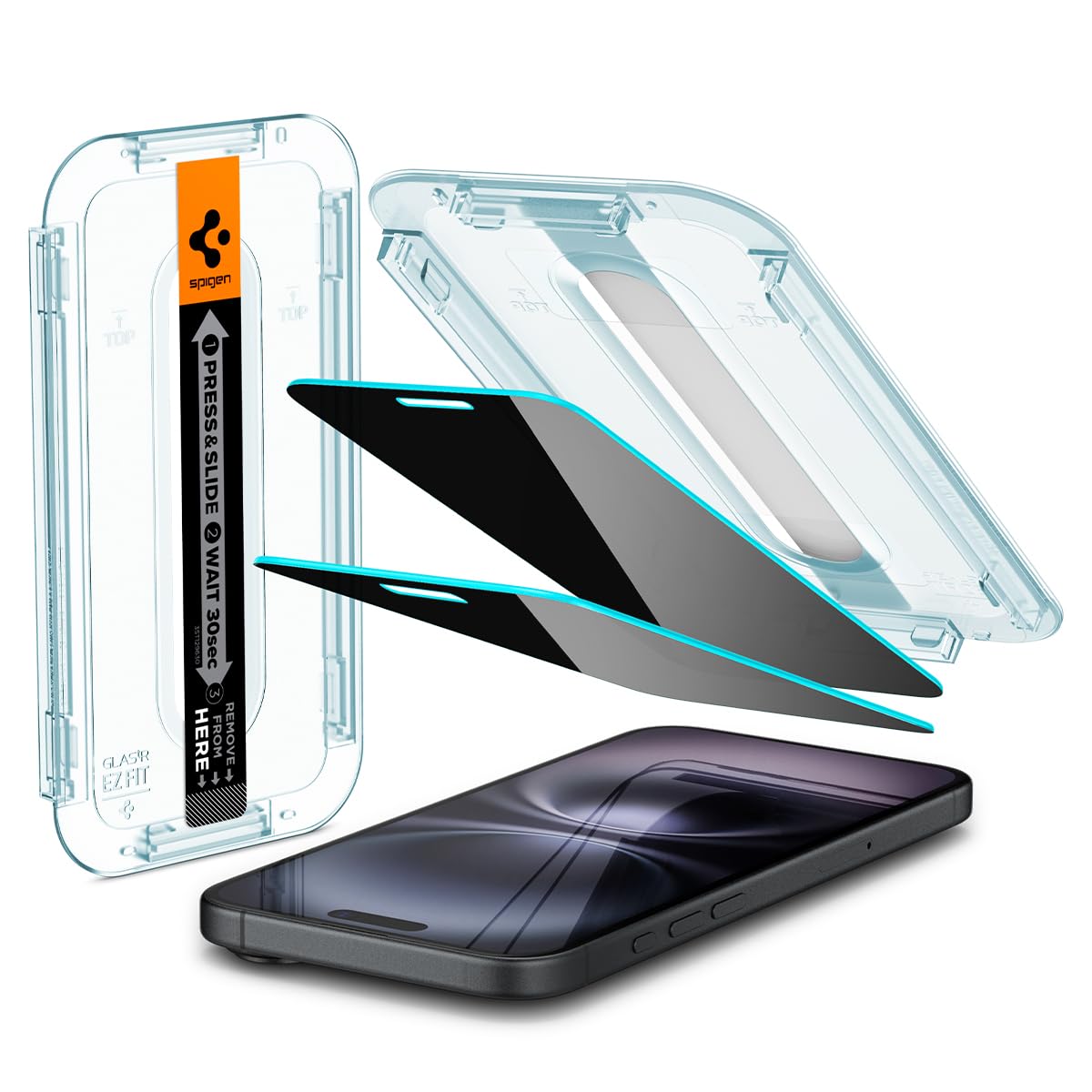Spigen iPhone 16 / 15 Screen Protector GLAS.tR EZ Fit Privacy (2 Pack) - Privacy - image 1
