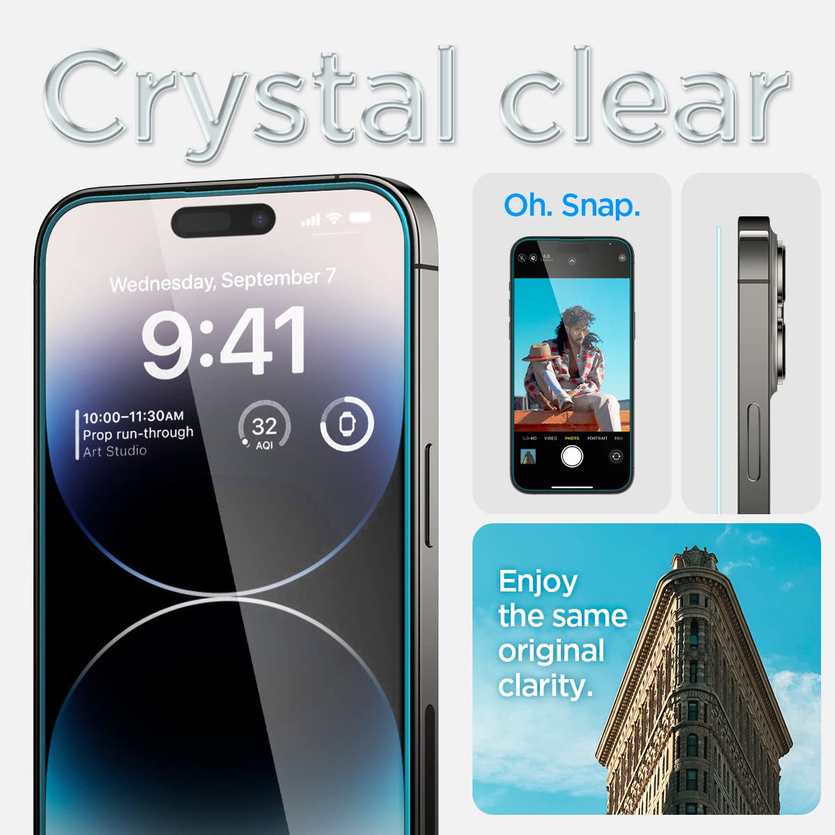 Spigen iPhone 14 Pro Screen Protector – GLAS.tR EZ Fit | Sensor Protected - crystal-clear display view