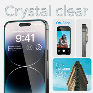 Spigen iPhone 14 Pro Screen Protector – GLAS.tR EZ Fit | Sensor Protected - crystal-clear display view