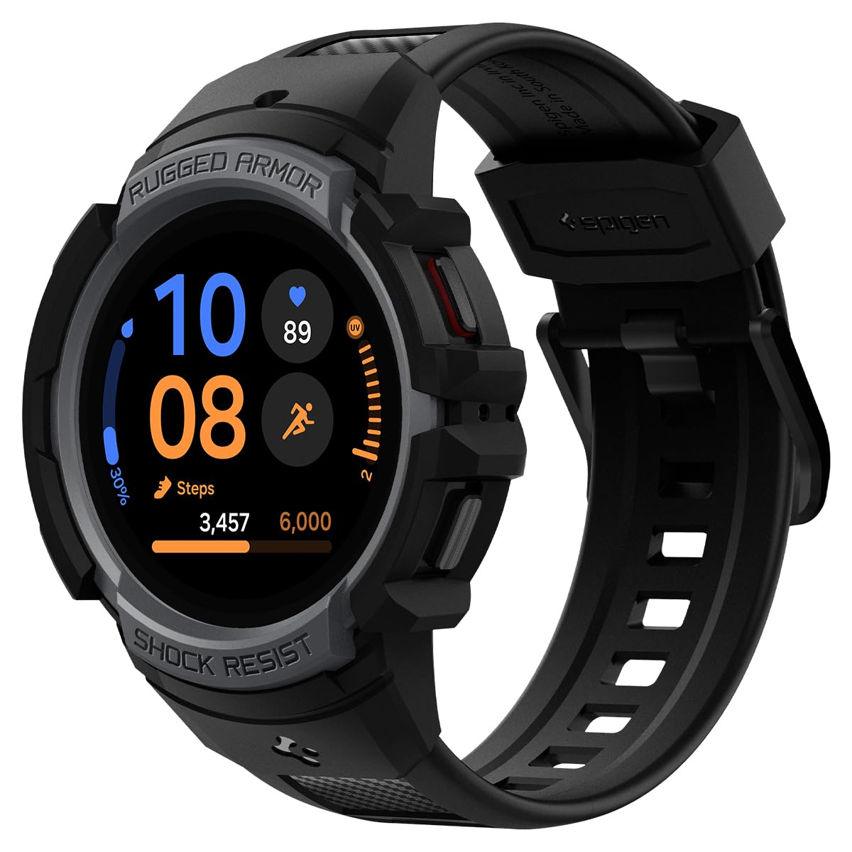 Spigen Galaxy Watch FE / 5 / 4 40mm Case + Band - Rugged Armor Pro - Charcoal Gray - ACS03165 - image 1