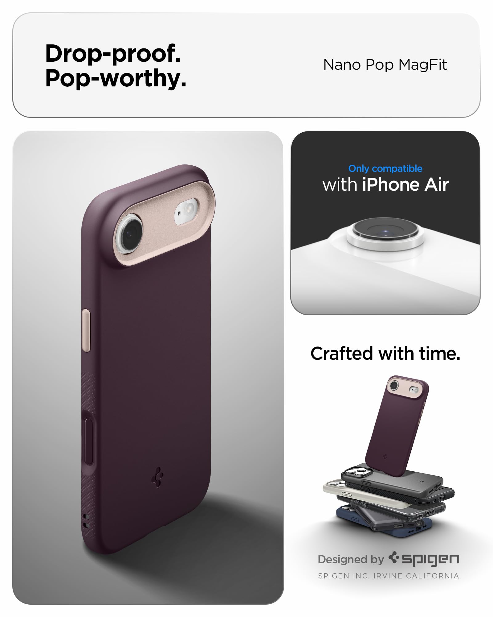 Spigen iPhone Air Case – Nano Pop (MagFit) - Burgundy Bean