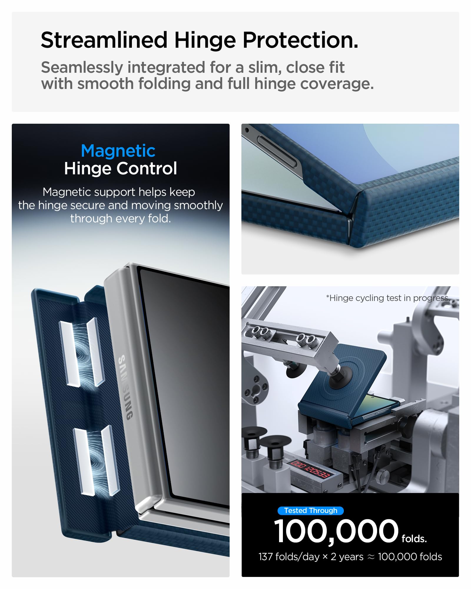 Spigen Galaxy Z Flip 8 Case Air Skin Aramid MagFit – Navy – magnetic hinge-cover protection