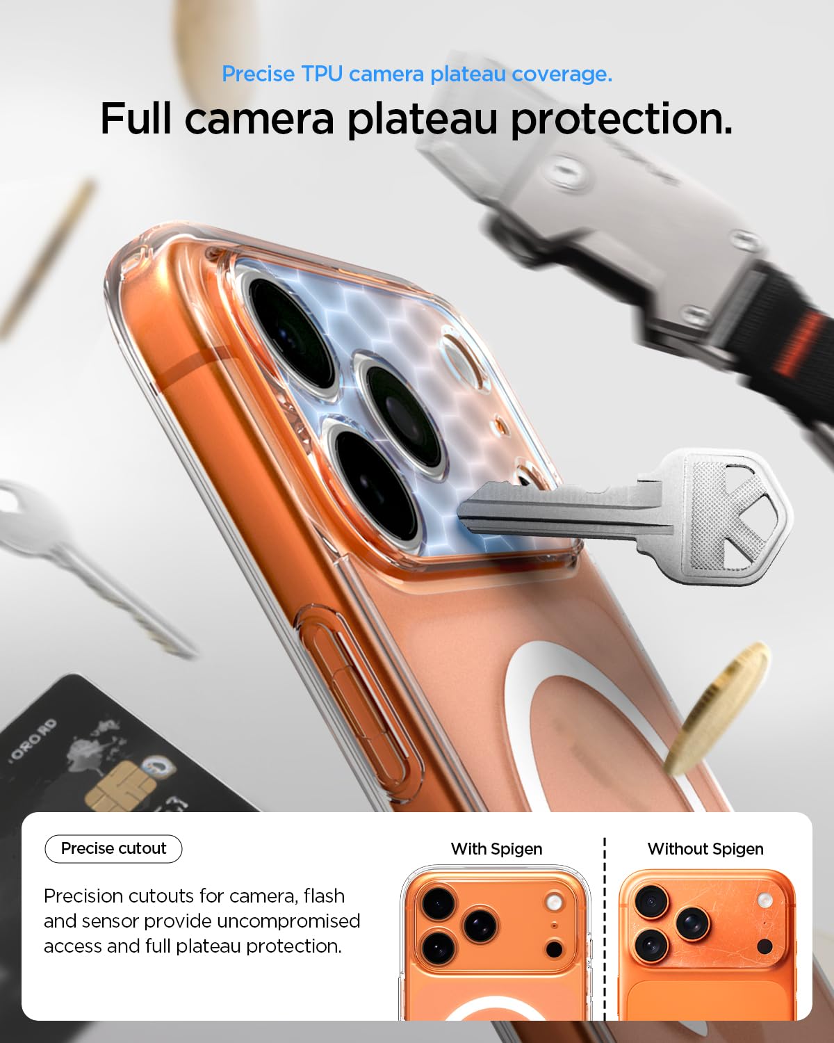 Spigen iPhone 17 Pro Ultra Hybrid MagFit case in Frost White - camera plateau protection