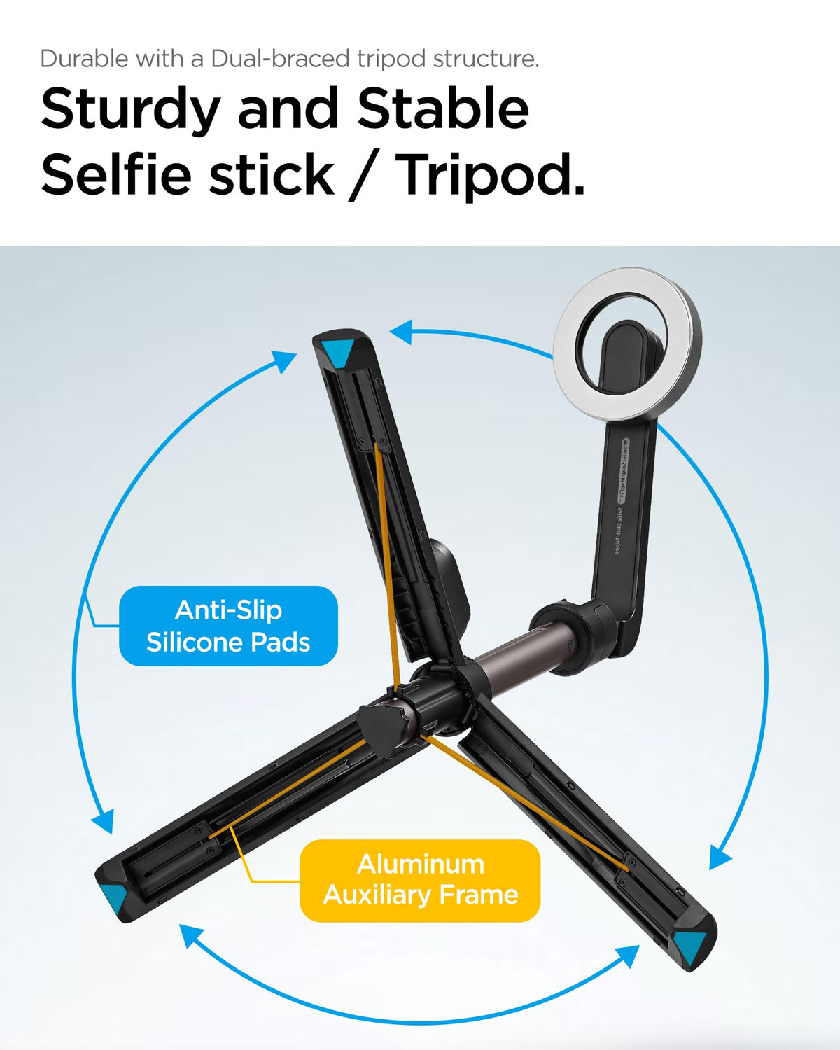 Spigen S571W 24.4-inch MagFit selfie stick tripod - package contents