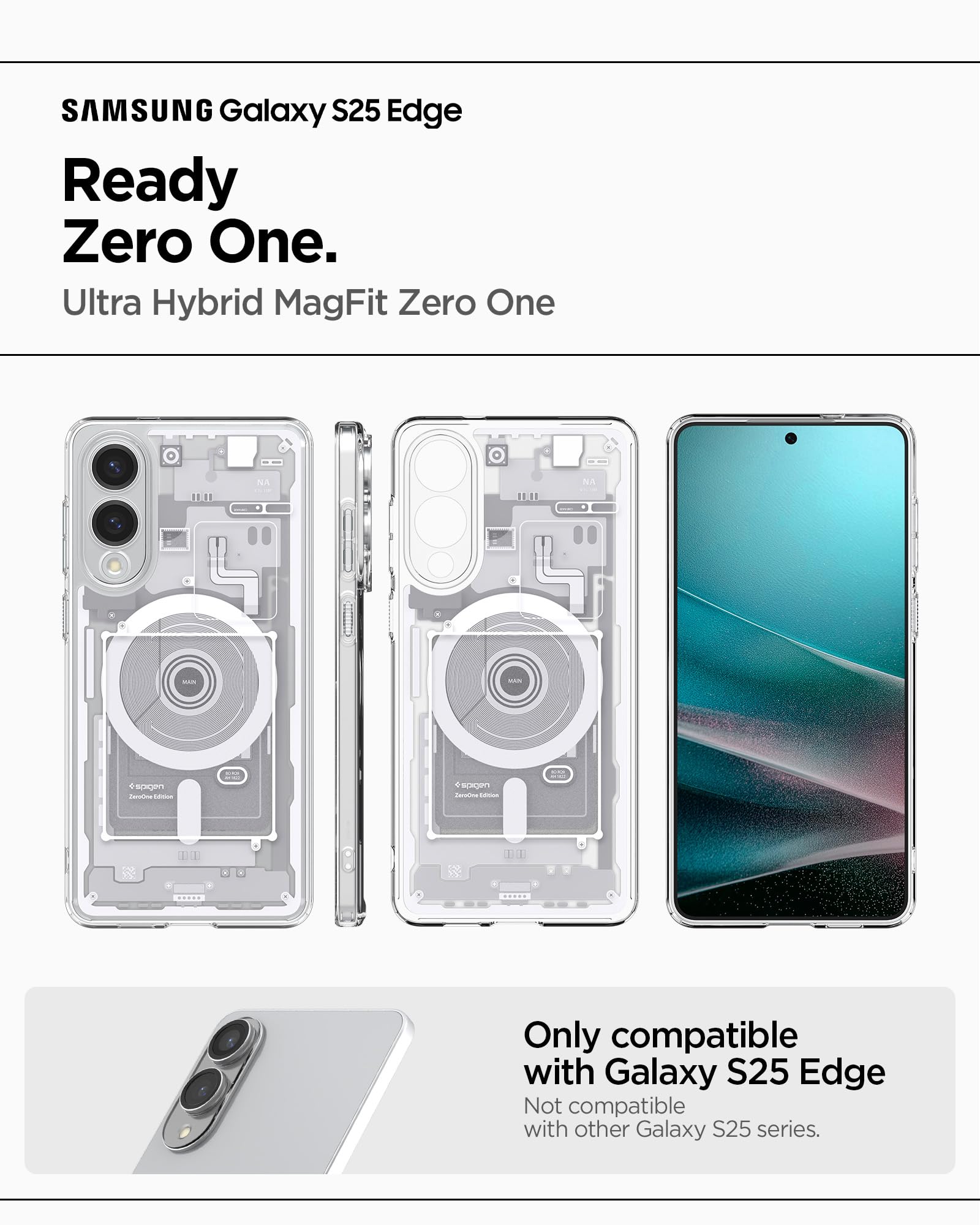 Spigen Galaxy S25 Edge Case - Ultra Hybrid MagFit - Zero One White - image 2