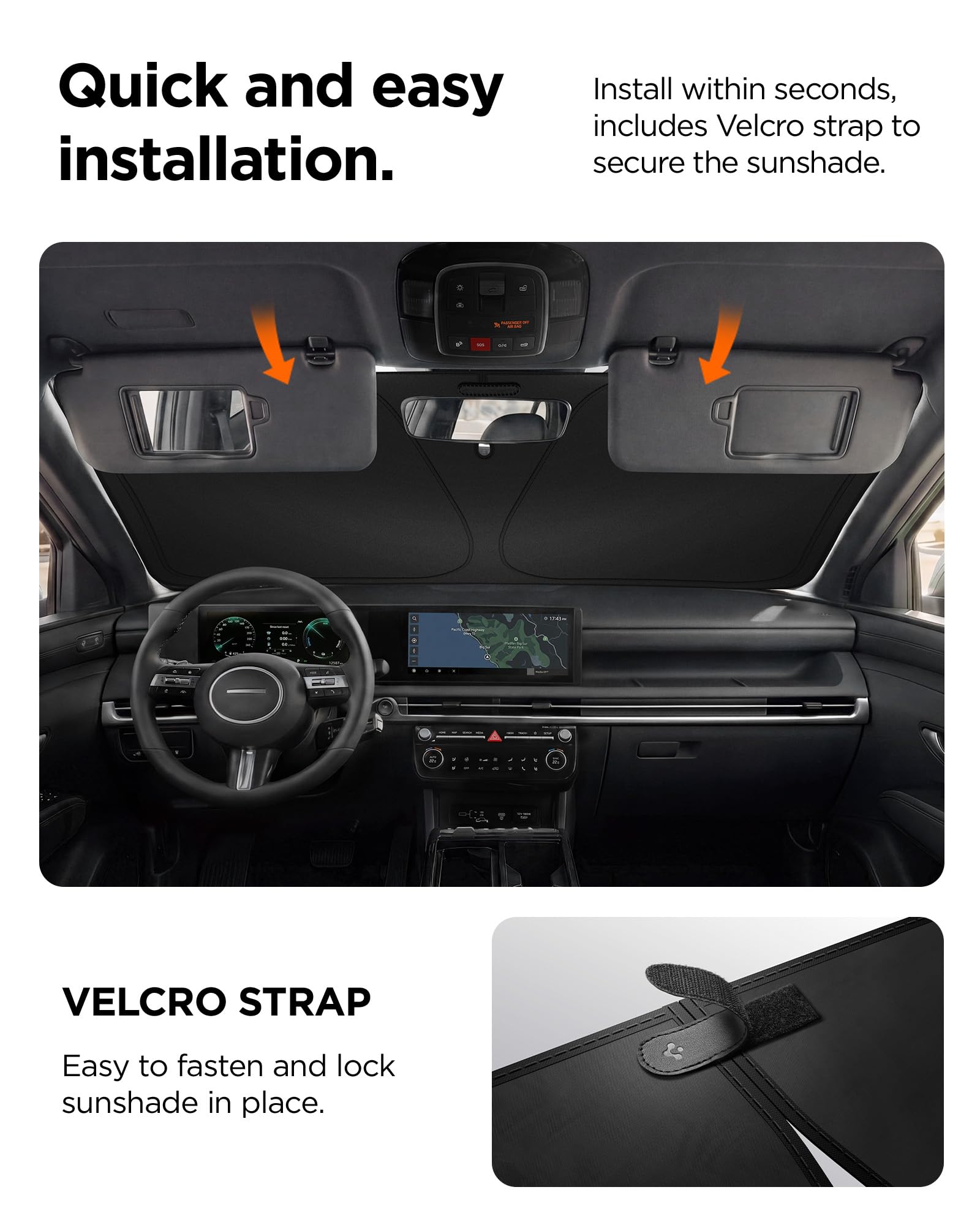 Spigen Universal Car Windshield Sunshade - Black - Medium – 58 × 33 in - image 4