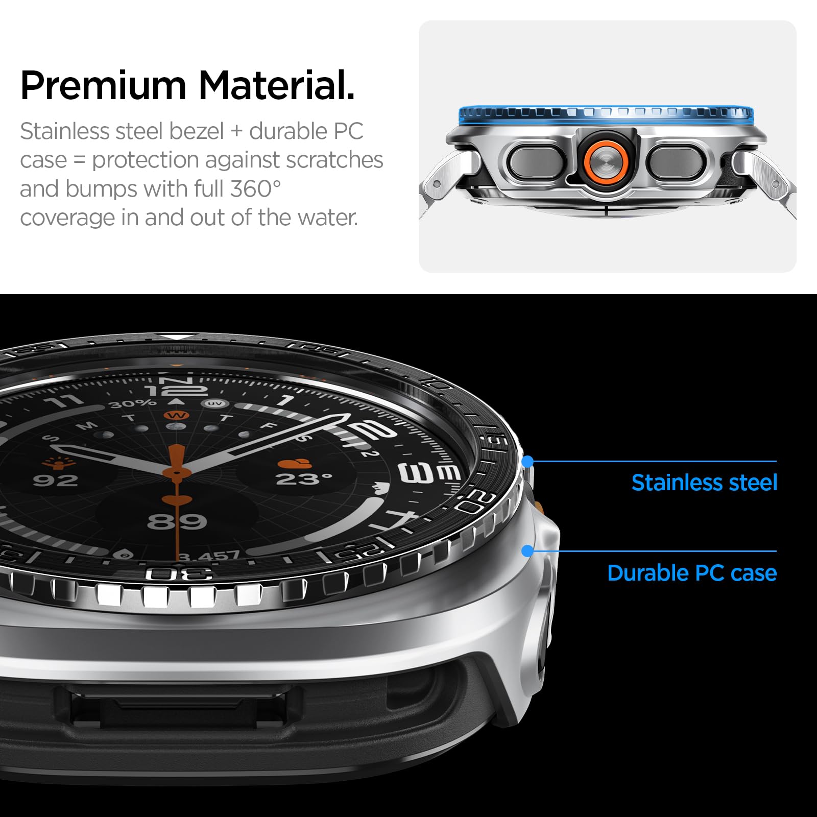 Spigen Galaxy Watch Ultra 2 47mm Bezel Case - Bezel Tune Pro - Black - image 4