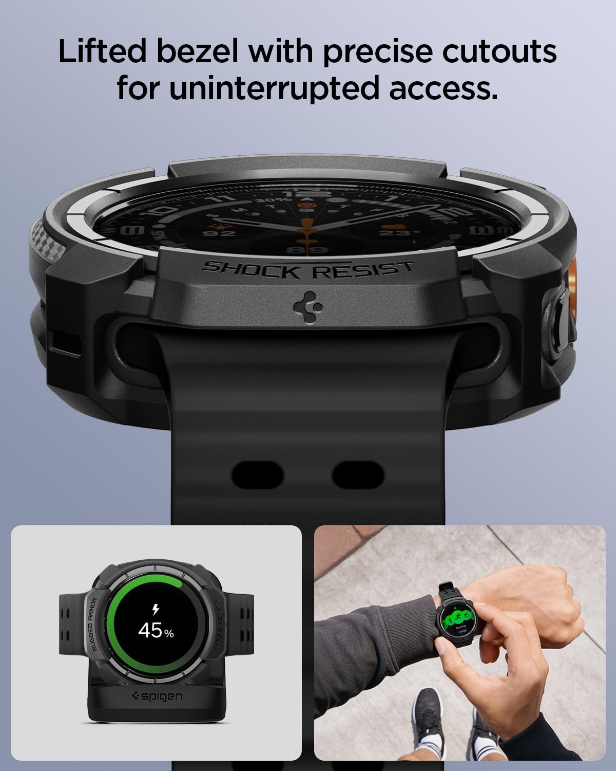 Spigen Galaxy Watch Ultra 2 47mm Case - Rugged Armor - Matte Black - image 7