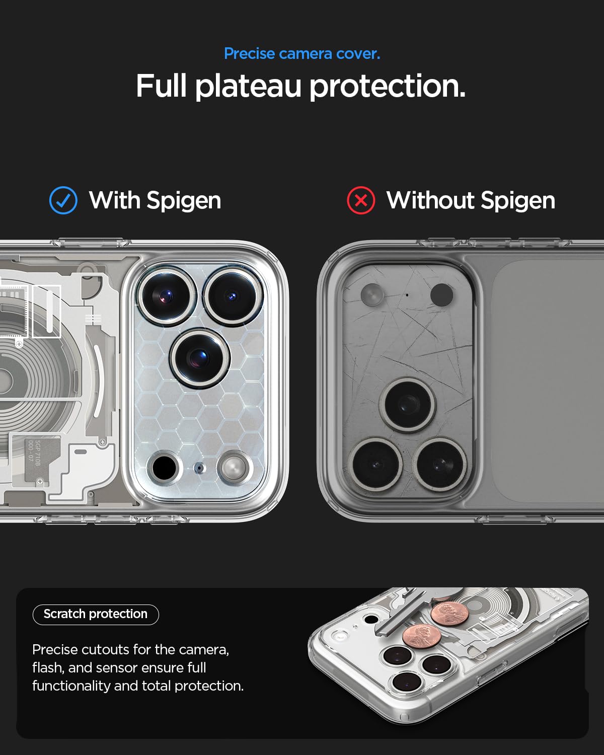 Spigen iPhone 17 Pro Max Ultra Hybrid Zero One MagFit case in Zero One Natural Titanium - camera plateau protection